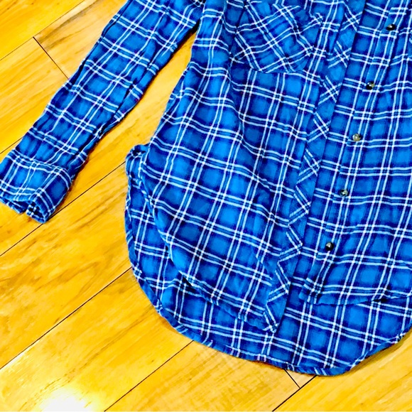 Abercrombie Fitch blue plaid flannel shirt button up long sleeve winter … - Picture 3 of 7